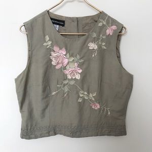 Vtg Donna Morgan Shell with Embroidery XL